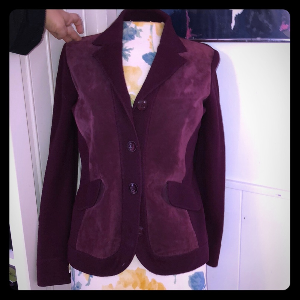 JNY Genuine Suede-Front Sweater Blazer, 4-button